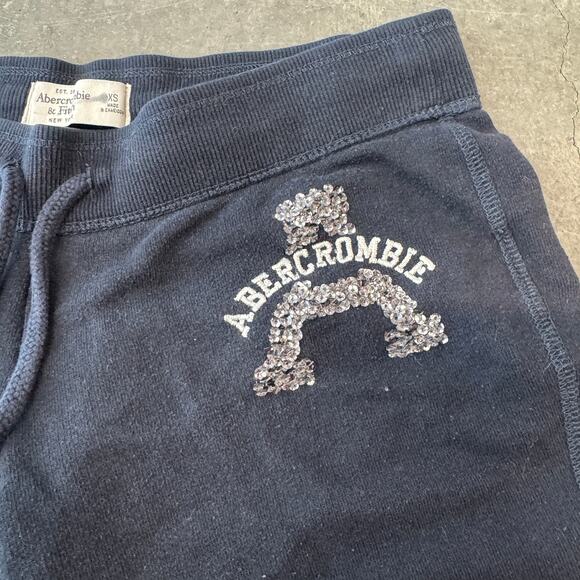 Vintage Y2K Abercrombie Mcbling Sweatpant Capri Jogger Crop Navy Drawstring XS - Picture 2 of 8
